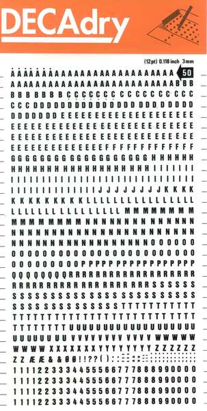Apli Letras y Numeros Transferibles - 3mm - 888 Caracteres - Negros - Prinkweb