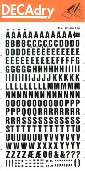 Apli Letras Transferibles Mayusculas Negras 8mm - Facil Aplicacion - 263 Caracteres - Resistente al Agua - Versatil - Negro - Prinkweb