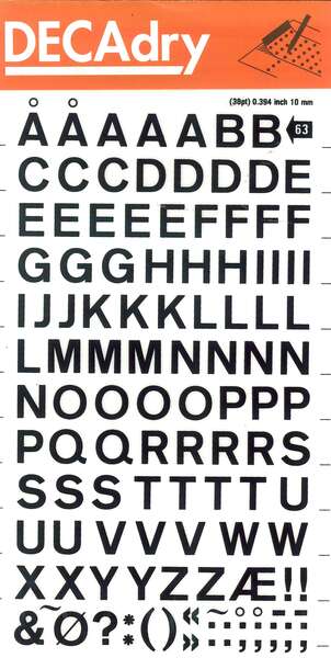 Apli Letras Transferibles Mayusculas Negras 10mm - Facil Aplicacion - 129 Caracteres - Resistente al Agua - Negro - Prinkweb