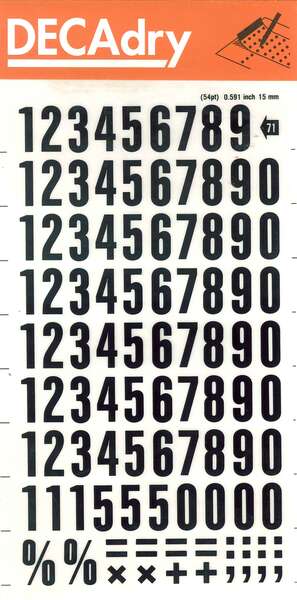 Apli Numeros Transferibles - 15mm - Facil Aplicacion - Negros Intensos - 105 Caracteres - Negro - Prinkweb