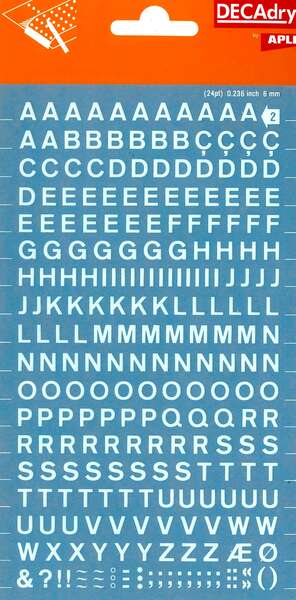 Apli Letras Transferibles Blancas 6mm - 258 Caracteres - Facil Aplicacion - Gran Adherencia - Versatil Blanco - Prinkweb
