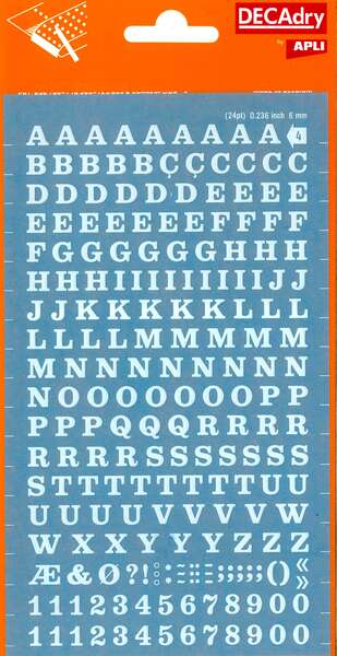 Apli Letras y Numeros Transferibles - 6mm - Facil Aplicacion - 214 Caracteres - Blanco - Prinkweb