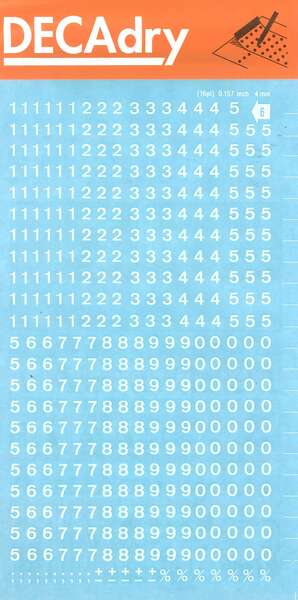 Apli Numeros Transferibles - 4mm - Facil Aplicacion - 420 Caracteres - Blanco - Prinkweb