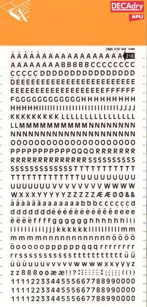 Apli Letras y Numeros Transferibles Super 4mm - 706 Caracteres - Negros Intensos - Prinkweb