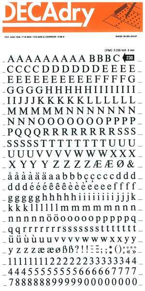 Apli Letras y Numeros Transferibles Super 6mm - 390 Caracteres - Negros Intensos
