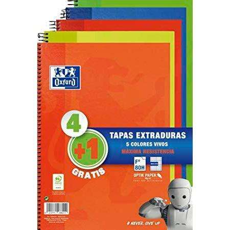 Oxford Classic Write & Erase Pack 5 unidades Cuadernos Espiral Formato Folio Cuadriculado 4x4mm - 80 Hojas - Tapas Extraduras con Pizarra Blanca - Colores Surtidos - Prinkweb