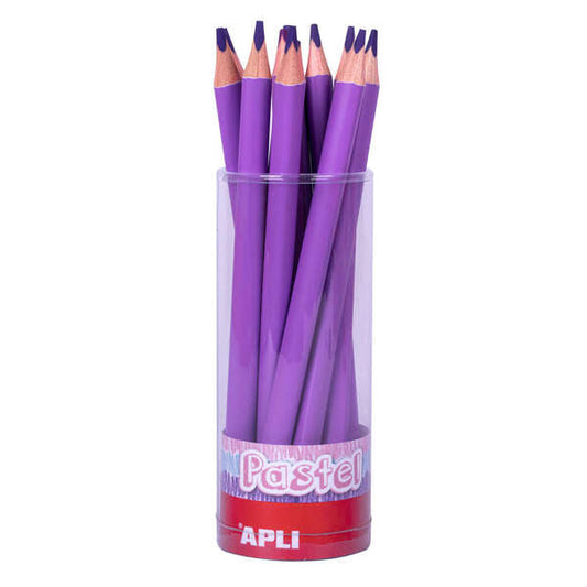 Apli Lapices Jumbo Pastel Lila - Mina 5mm - Forma Triangular para Niños - 10mm Diametro - 170mm Largo - Expositor Jumbo Pastel