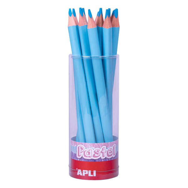 Apli Lapices Jumbo Pastel Azul - Mina de 5mm - Forma Triangular para Niños - 10mm de Diametro - 170mm de Largo - Ideal para Expositor Jumbo Pastel