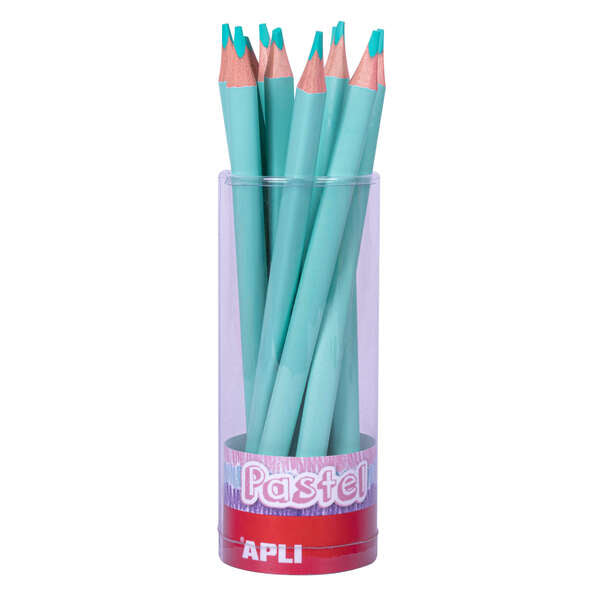 Apli Lapices Jumbo Pastel Turquesa - Mina de 5mm - Forma Triangular para Niños - 10mm de Diametro