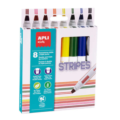 Apli Stripes Markers - Ø 14.4x137 mm - Double or Triple Locked Round Tip - Washabl