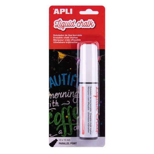 Marqueur à craie liquide Apli parallèle 10x15mm blanc - Effaçable facilement avec un chiffon humide - Séchage rapide