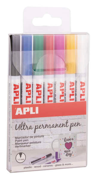 Apli Rotuladores Tinta Permanente Punta Fina - 1-2mm - Colores - Base Aceite - Larga Duracion