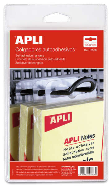 Apli Colgadores Autoadhesivos Eurohole 34x48mm - Ideal para Productos de Bajo y Medio Peso - Bolsa con 100 Unidades