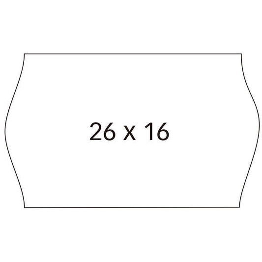 Apli Etiquetas Blancas de Alta Calidad para Maquinas Etiquetadoras de Precios de 2 Lineas - Tamaño 26 x 16mm - Adhesivo Removible - Cantos Sinusoidales - Pack de 6 Rollos con 1000 Etiquetas Cada Uno - Prinkweb