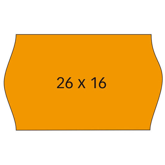 Apli Pack de 6 Rollos de 1.000 Etiquetas por Rollo para Maquinas de Precios de 2 Lineas - Tamaño 26x16mm - Adhesivo Removible - Cantos Sinusoidales - Color Naranja - Prinkweb
