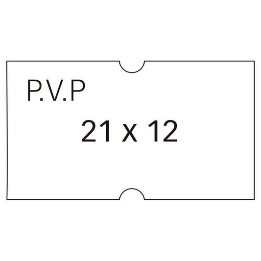 Apli Etiquetas Blancas de Alta Calidad para Maquinas Etiquetadoras de Precios de 1 Linea - Tamaño 21x12mm - Adhesivo Removible - Pack de 6 Rollos con 1000 Etiquetas Cada Uno - Texto Pvp Preimpreso - Compatibles con Modelos 101418 y 101948 - Prinkweb
