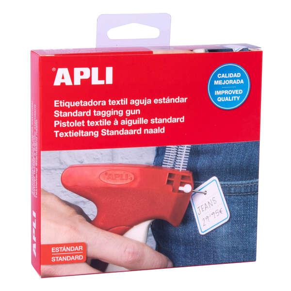 Apli Etiquetadora Textil Estandar - Incluye Tapon de Proteccion y Correa de Muñeca - Compatible con Agujas y Navetes Apli - Prinkweb