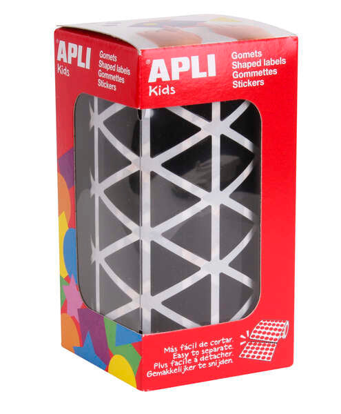 Autocollants triangulaires noirs Apli - Dimensions : 20 x 20 x 20 mm - Adhésif permanent - 2 832 autocollants par rouleau - Idéal pour les écoles et les ateliers pour enfants 