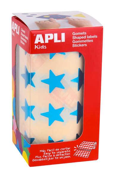 Autocolantes Apli Estrelas Azuis Metálicas - Tamanho 19,5 mm - Autocolante Permanente - 1416 Autocolantes por Rolo - Ideal para Atividades Criativas com Crianças 