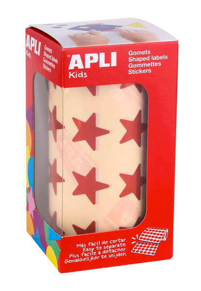 Autocolantes Apli Star 19,5 mm - 1416 unidades por rolo - Adesivo permanente - Ideal para atividades infantis