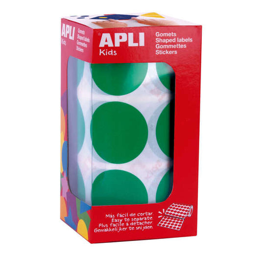 Lot de 708 autocollants ronds Apli Ø 33 mm - 59 feuilles prédécoupées - Adhésif permanent - Idéal pour les écoles maternelles et primaires - Vert 