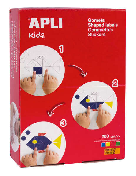 Apli Caja de 15.400 Gomets Redondos Ø 13mm - Adhesivo Permanente - Ideal para Escuelas Infantiles y Colegios - Colores Surtidos