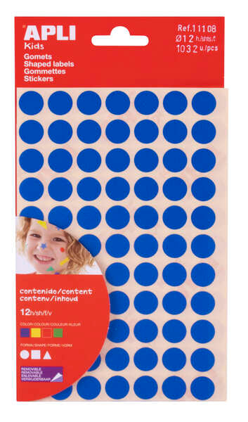 Apli Bolsa de 1.032 Gomets Formas Geometricas - Adhesivo Permanente - Libres de Disolventes - Ideales para Escuelas Infantiles - Papeles ECF - Colores, Formas y Tamaños Surtidos