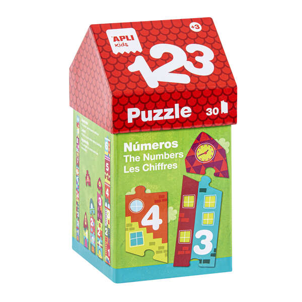 Puzzle éducatif Apli de chiffres et de séries - 30 pièces de tailles différentes - Pièces robustes et sûres - Facile à manipuler - Carton de 2 mm avec finition brillante - Développe les compétences mathématiques - Coloré 