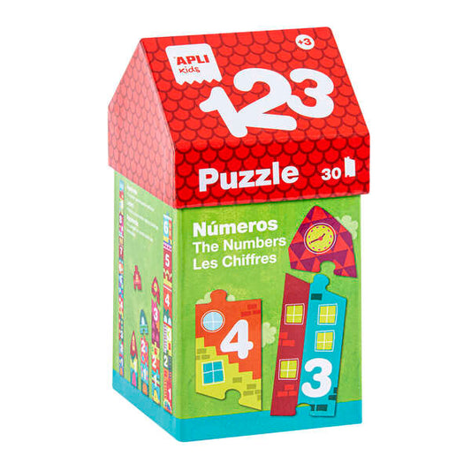 Puzzle Educativo Apli de Números e Sequências - 30 Peças de Tamanhos Variados - Peças Resistentes e Seguras - Fácil de Manusear - Cartão de 2mm com Acabamento Brilhante - Desenvolve Competências Matemáticas - Colorido 