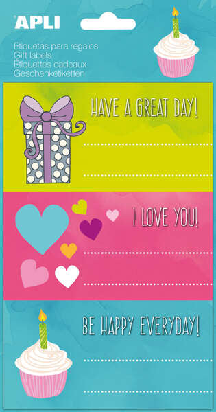 Apli Etiquetas Adhesivas Great Day - Tamaño 76x39mm - 9 Etiquetas por Bolsa - Adhesivo Permanente de Alta Calidad - Ideal para Marcar e Identificar Regalos - Diseño Great Day - Color Blanco - Prinkweb