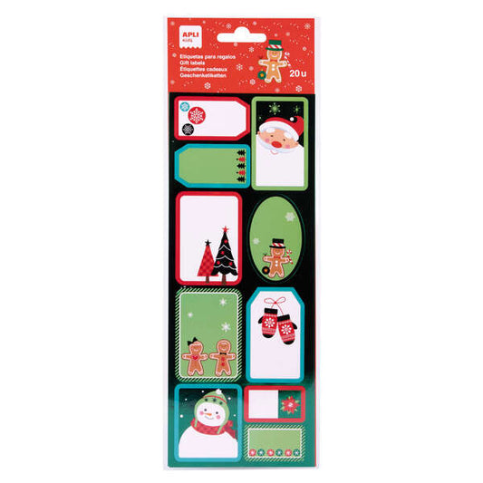 Apli Pack de 20 Etiquetas Adhesivas Navideñas para Regalos - Tamaños y Diseños Surtidos - Espacio para Escribir - Prinkweb