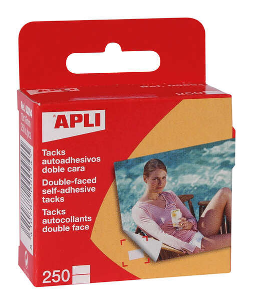 Lot de 250 punaises autocollantes double face Apli 10 x 16 mm - Idéales pour les photos, le scrapbooking et les loisirs créatifs - Sans acide - Transparentes 