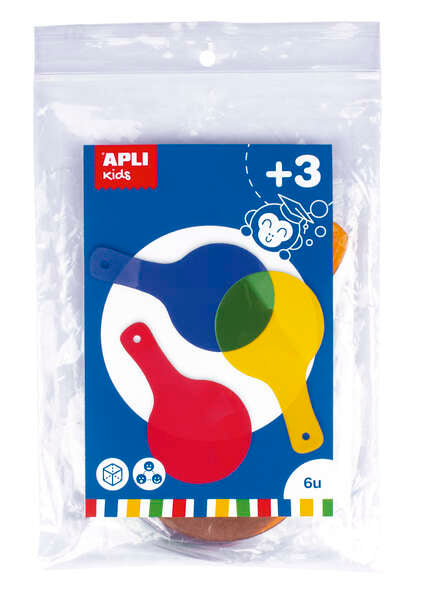 Paletas de Mistura de Cores Translúcidas Apli - Tamanho 80x140mm - Ideais para Escolas e Oficinas Infantis - Cores Sortidas: Amarelo, Vermelho, Verde, Azul, Laranja e Lilás 