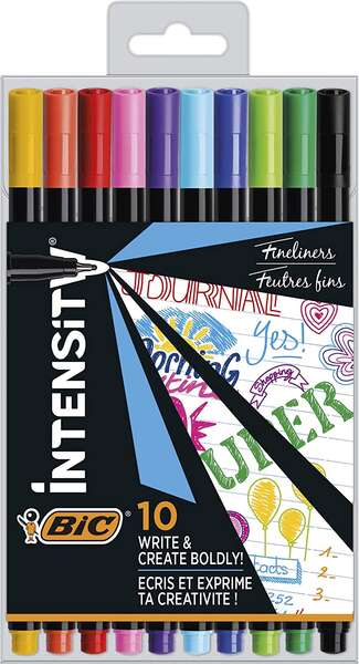 Bic Intensity Fine Rotuladores - Punta Fina de 0.8mm - Trazo de 0.4mm - Tinta con Base de