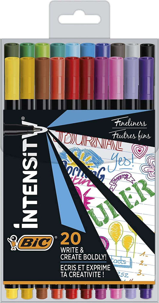 Bic Intensity Fine Rotuladores - Punta Fina de 0.8mm - Trazo de 0.4mm - Tinta con Base de