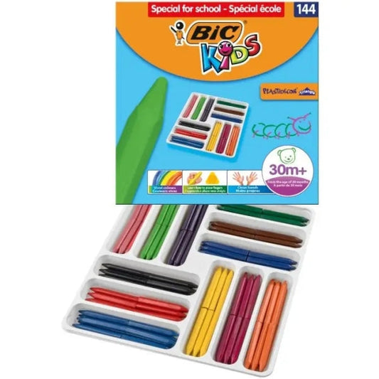 Boîte de 144 crayons Bic Kids Plastidecor Triangle - Faciles à tailler - Ne tachent pas - Idéaux