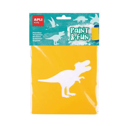 Sachet de 6 pochoirs dinosaures Apli Kids - 8 formes d'animaux - Polypropylène souple - Lavable - Couleurs assorties 