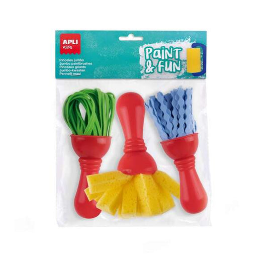 Apli Kids Paint & Fun Pinceles de Goma EVA y Esponja - Formato Maxi - Colores Surtidos