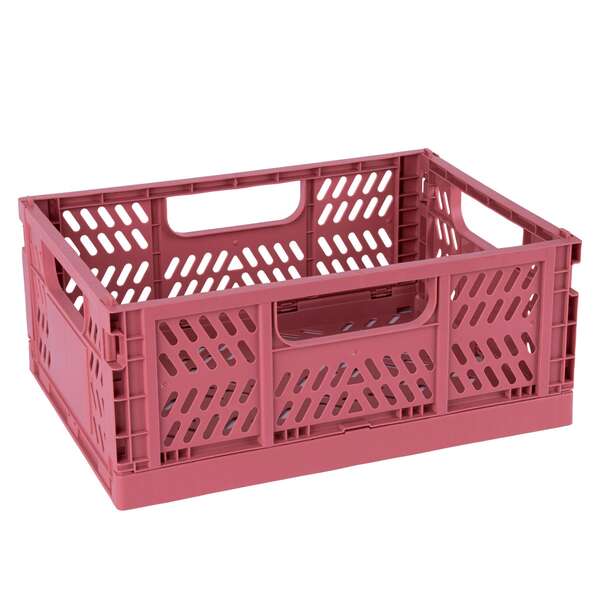 Apli Up North Lot de 2 boîtes en plastique pliables et empilables - Dimensions : 290 x 210 x 120 mm - Idéales pour ranger outils, jouets, linge, etc. - Rose 