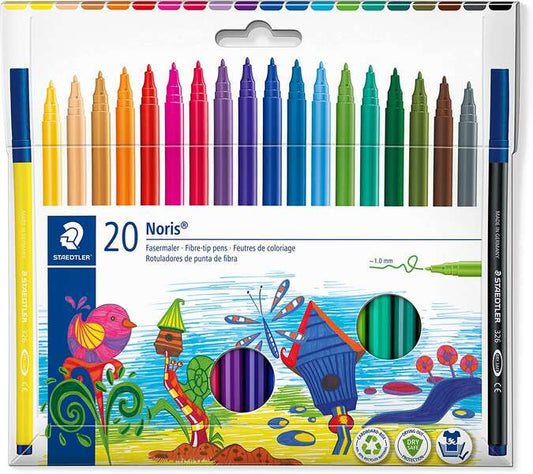 Lot de 20 marqueurs à pointe fibre Staedtler 326 - Largeur de trait env. 1,0 mm - Résistants à la pression