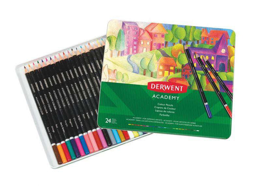Coffret de 24 crayons de couleur Derwent Academy de haute qualité - Transfert de couleur parfait - Cu
