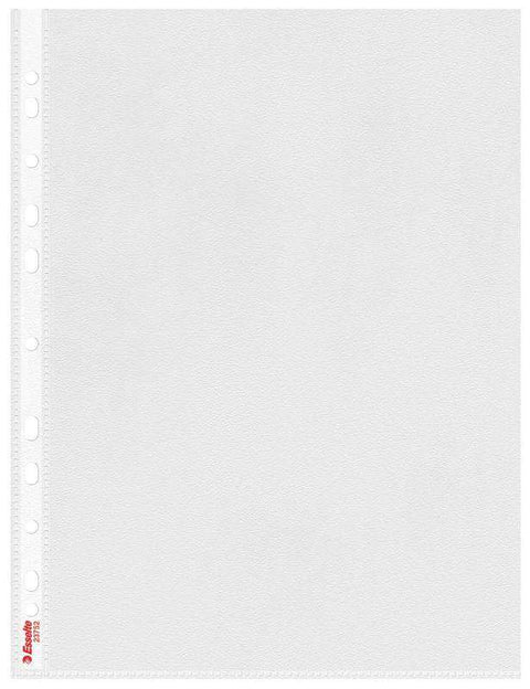 Esselte Pack de 100 Fundas Multitaladro A4 0,07mm - Abertura Superior - 11 Taladros - Acabado Rugoso Transparente