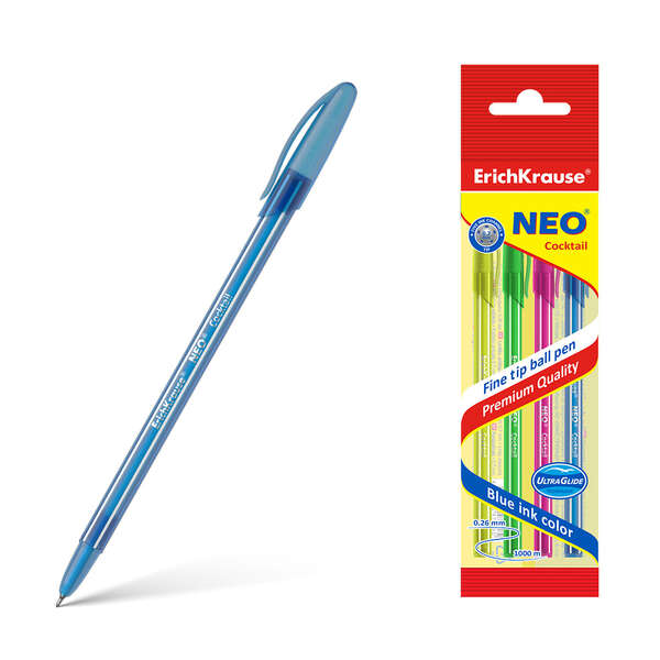 Erichkrause Neo Cocktail Boligrafos Stick Brillante y Desechable - Punta de Aguja Fina - T