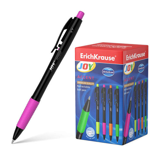 Stylo automatique Erichkrause Joy Accent - Technologie Ultra Glide - Encre bleue