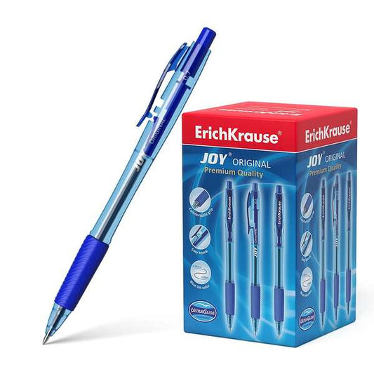 Stylo bille automatique Erichkrause Joy Original - Technologie Ultra Glide - Corps rond translucide