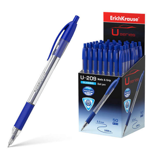 Stylo automatique Erichkrause U-209 Classic Matic&amp;Grip - Technologie Ultra Glide - Encre bleue