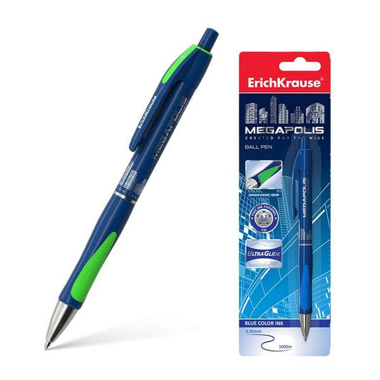 Stylo bille rechargeable automatique Erichkrause Megapolis Concept - Corps satiné avec prise en main ergonomique