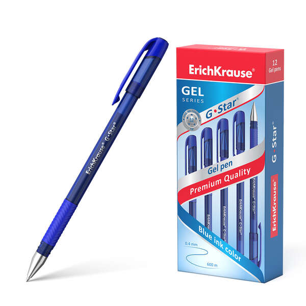 Stylo gel Erichkrause G-Star 05 - Corps translucide avec grip en caoutchouc - Pointe 0,5 mm - Encre