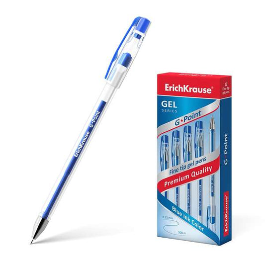 Stylo gel Erichkrause G-Point - Pointe fine 0,38 mm - Encre gel à séchage rapide - Cu