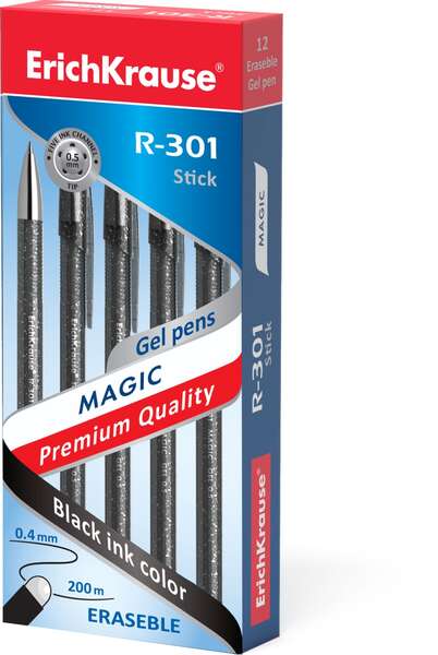 Stylo effaçable à gel magique Erichkrause R-301 - Encre gel - Pointe 0,5 mm - Largeur de trait 0,4 mm - Corps